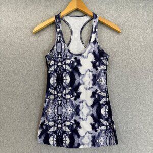Lululemon Navy Blue White Tie Dye Ink‎ Blot Cool Racerback Tank Top Gym Size 4 ?